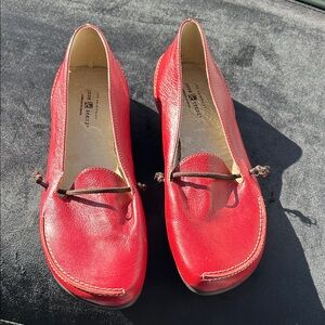 Jose Saenz Red Leather Slip-Ons